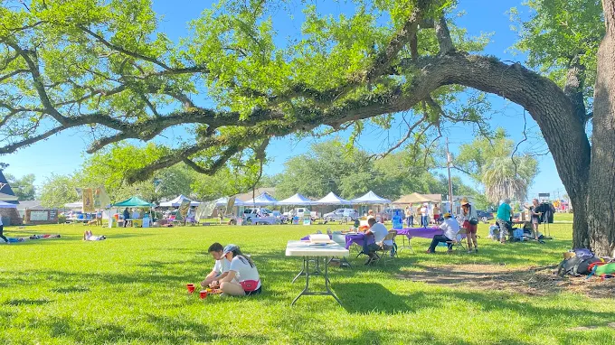 Community gathering on the church grounds